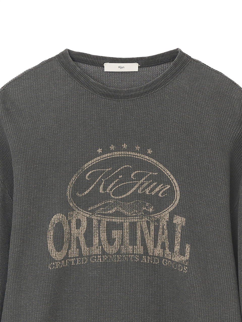 Kijun MEN｜Original Logo Waffle Long Sleeve Tee Charcoal