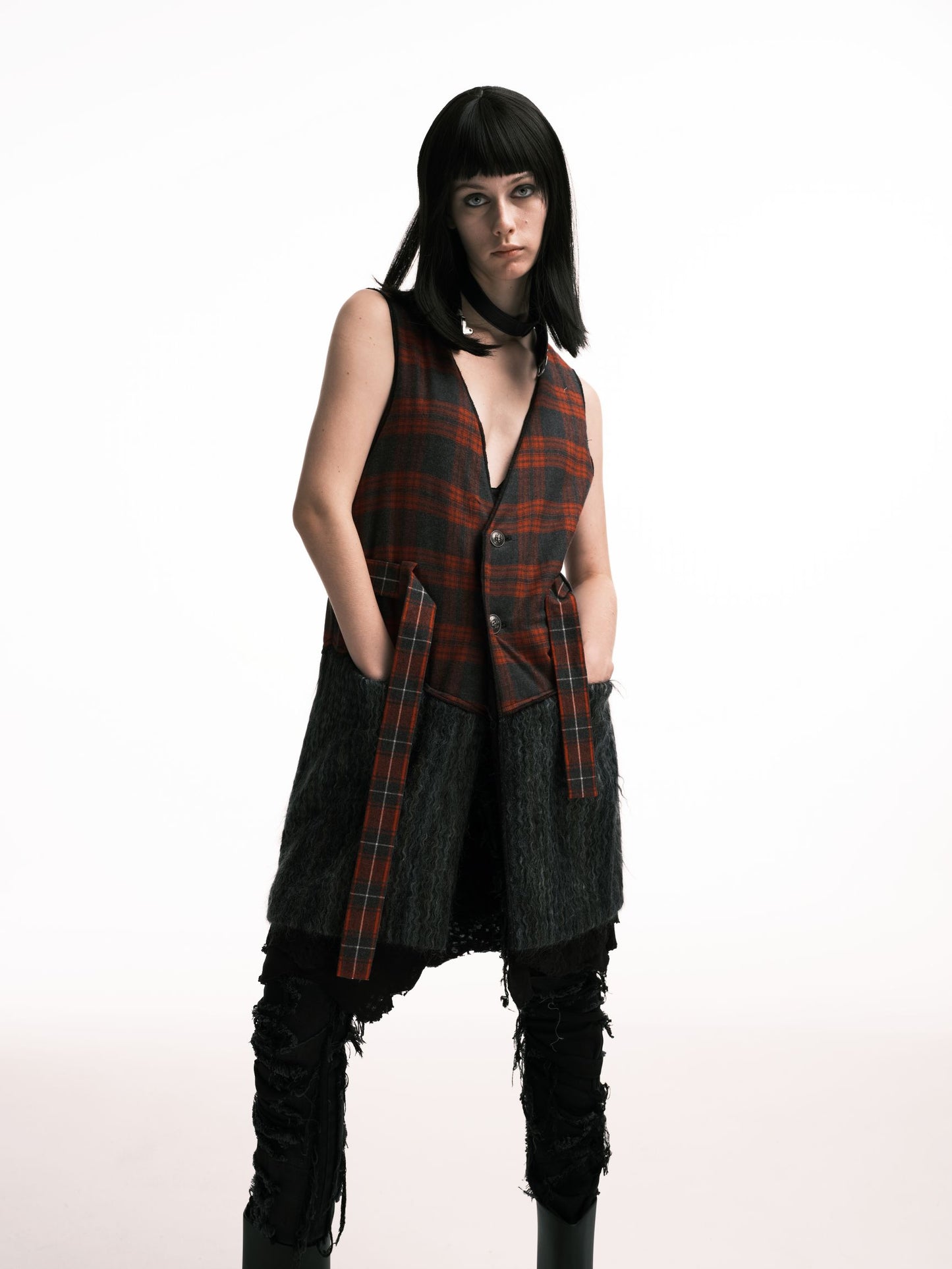 Unisex Patched Padded Long Vest