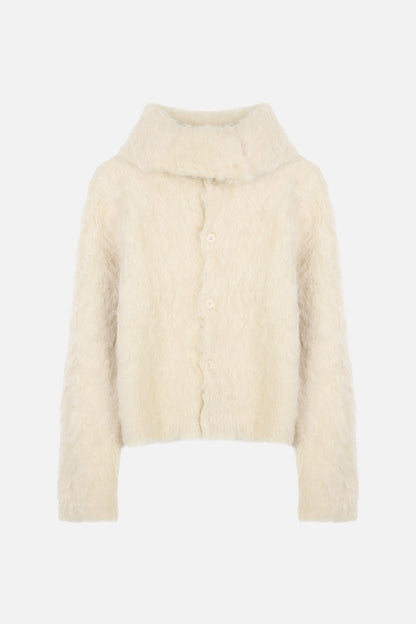 HAIRY COLLAR CARDIGAN / IVORY