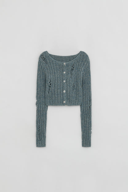 DAMAGE CROP CARDIGAN