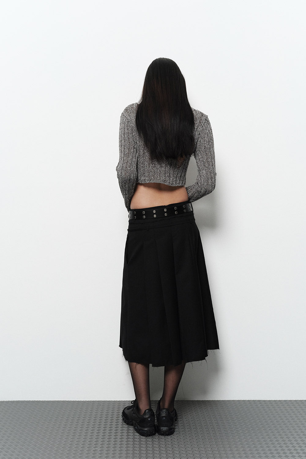 DAMAGE CROP CARDIGAN GREY