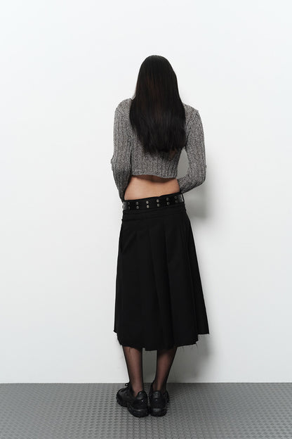 DAMAGE CROP CARDIGAN GREY