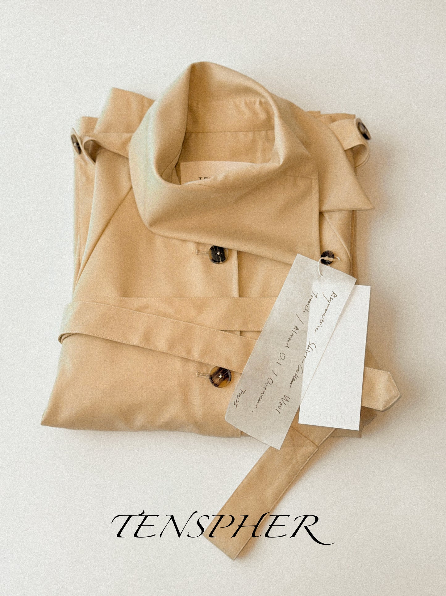 Asymmetric Shirt-Collar Wool Trench