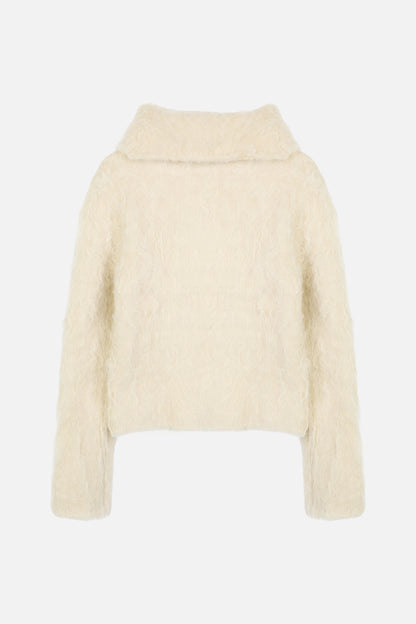HAIRY COLLAR CARDIGAN / IVORY