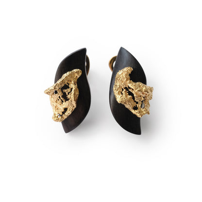 Spirit Wing Floating Shadow Small Ear Stud Ebony Gold