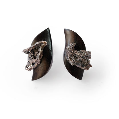 Spirit Wing Floating Shadow Small Ear Stud Ebony Silver Antiqued Black
