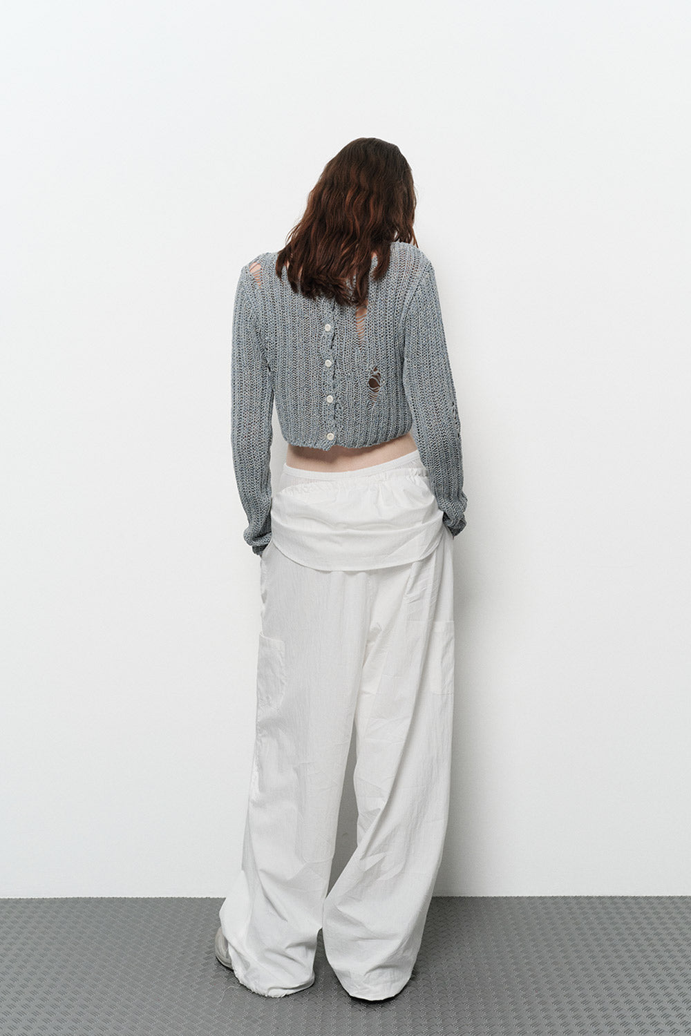 DAMAGE CROP CARDIGAN