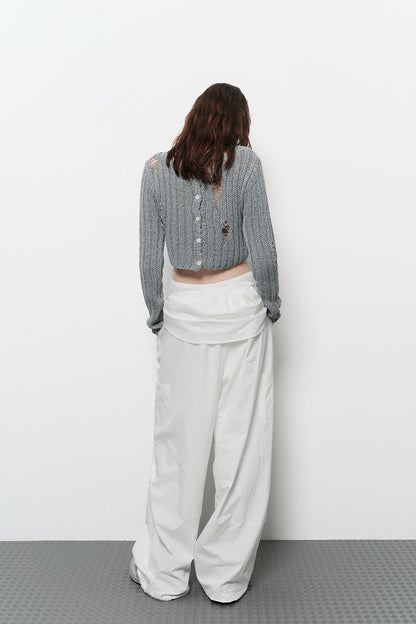 DAMAGE CROP CARDIGAN