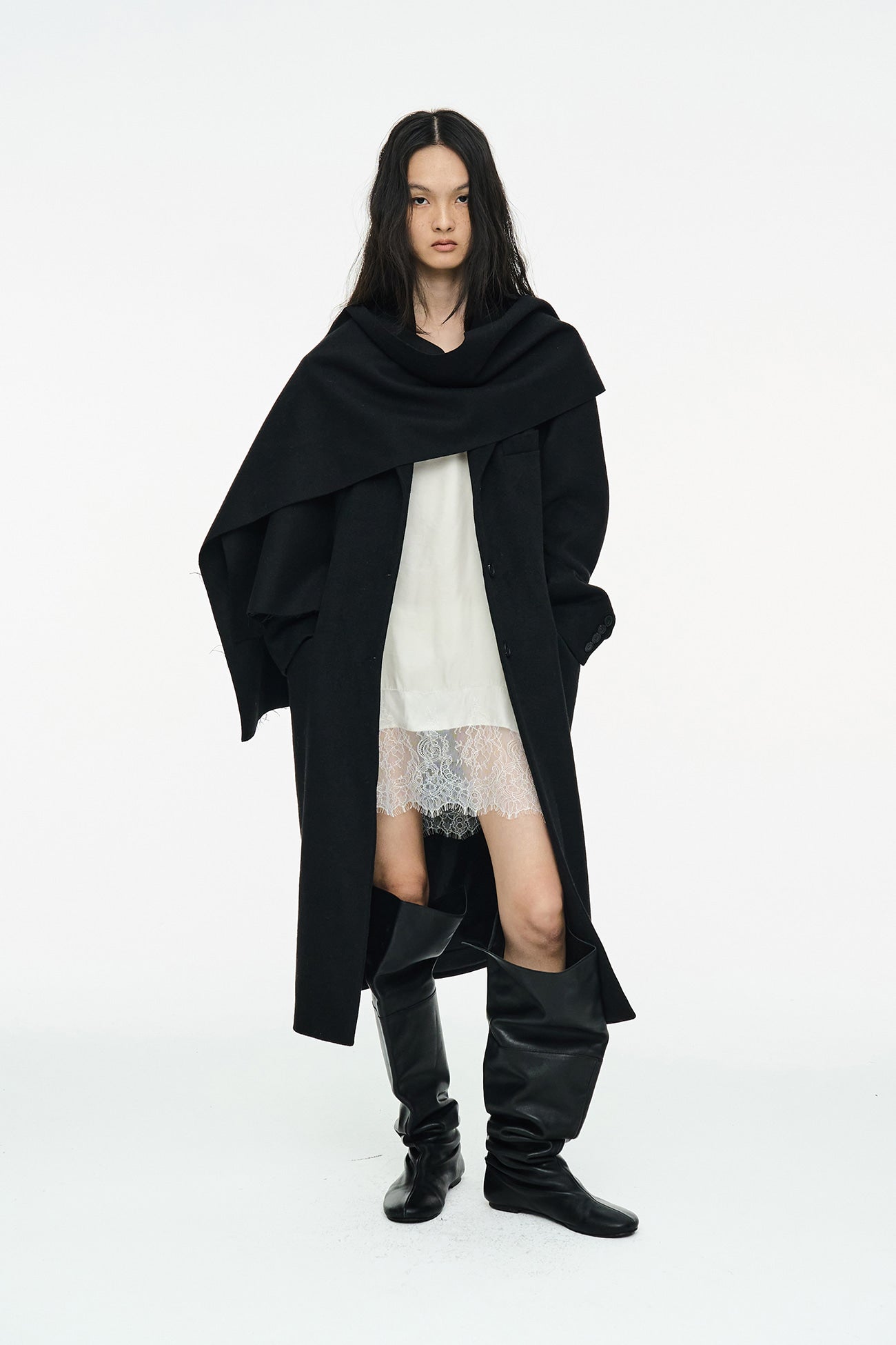 CLASSIC SCARF COAT / BLACK