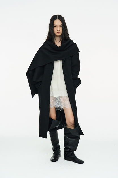CLASSIC SCARF COAT / BLACK