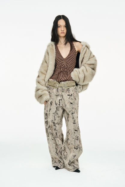 SHEARED FUR WIDE PANTS / BEIGE