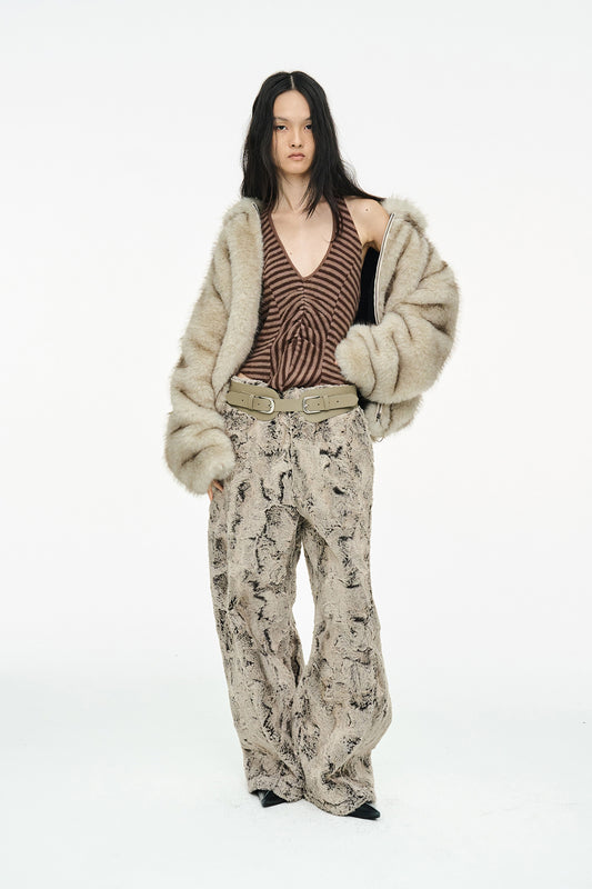 SHEARED FUR WIDE PANTS / BEIGE