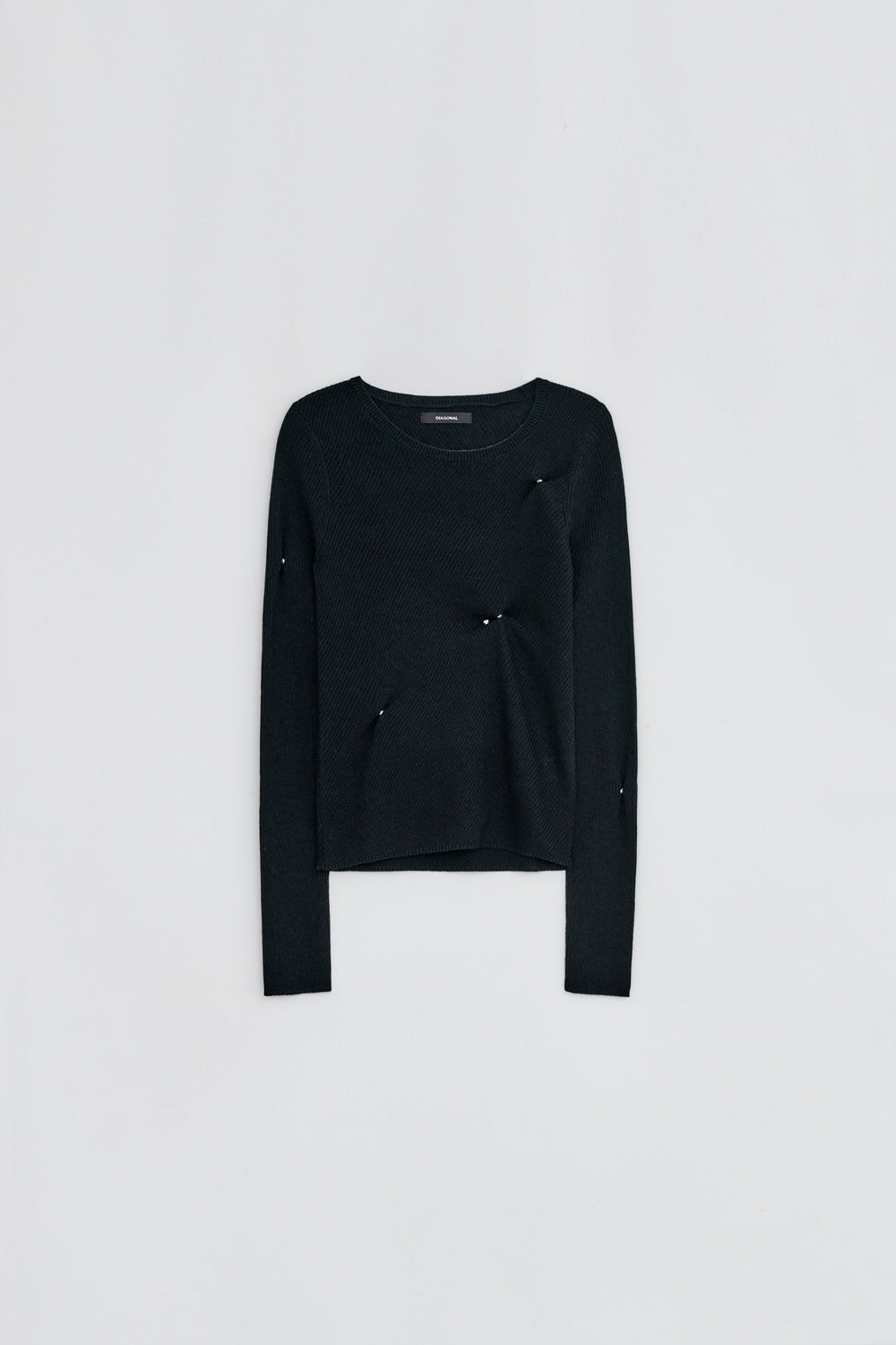 SLIM RIBBED SNAP KNIT BLACK