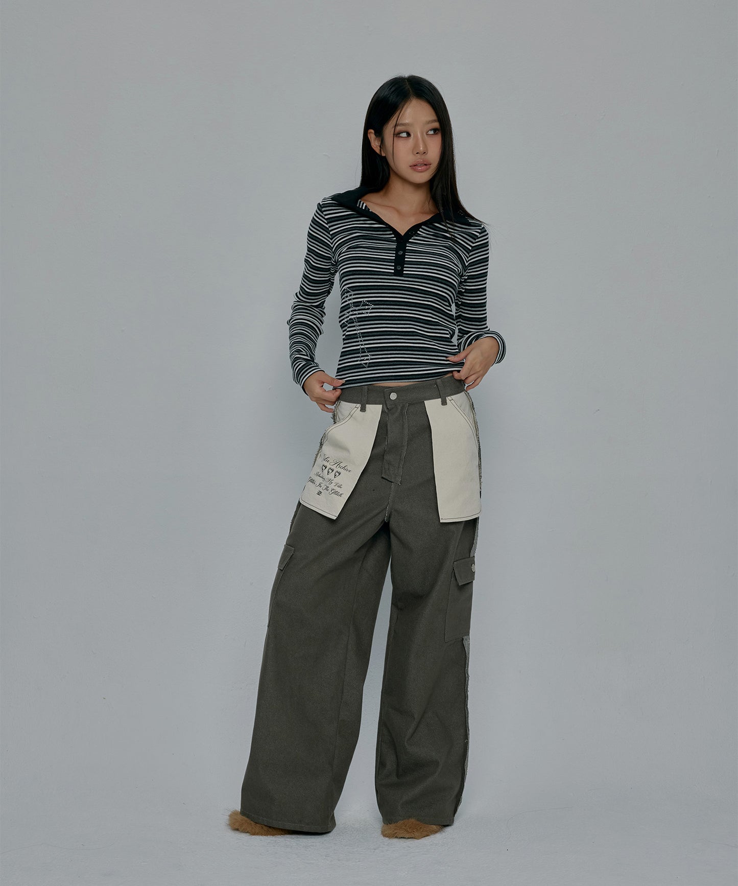 REVERSE STITCHED CARGO PANTS Khaki