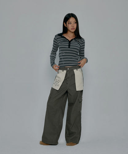 REVERSE STITCHED CARGO PANTS Khaki