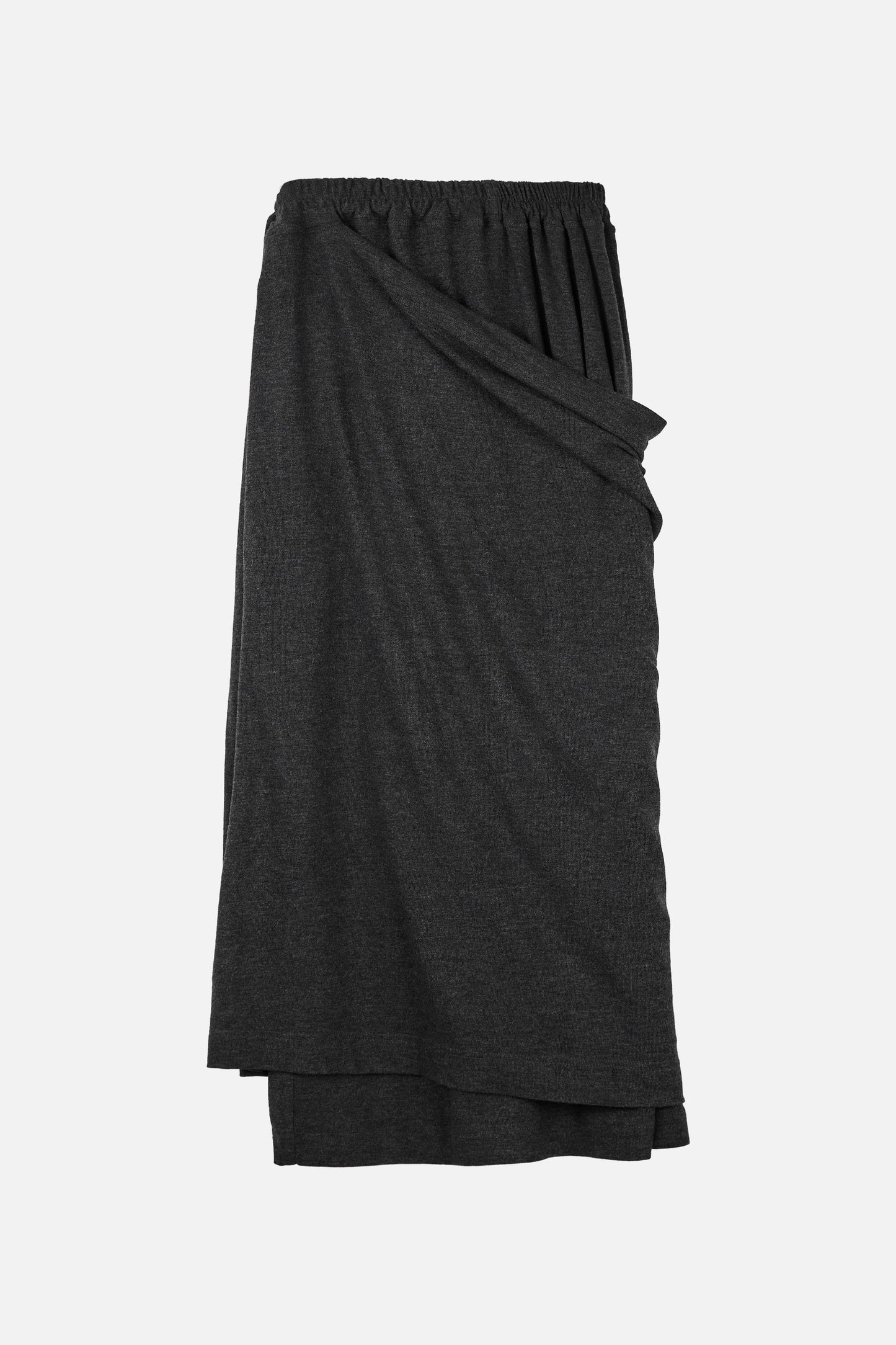 DRAPE LONG SKIRT / CHARCOAL