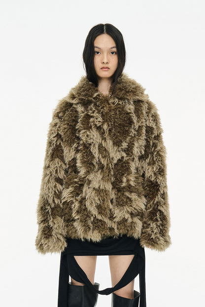 MIXED FUR JACKET / BROWN
