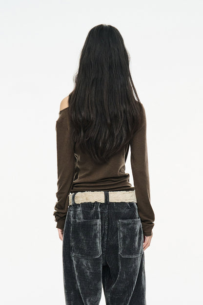 LAYERED HALTER TOP / BROWN