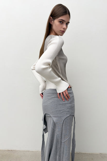 ONE OFF SHOULDER SPRAY KNIT GREY