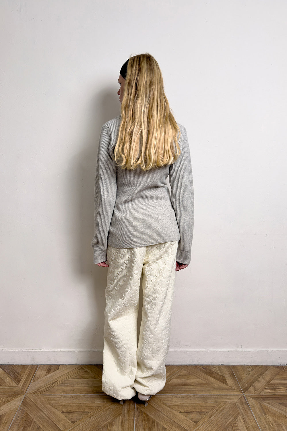 LAYERED KNIT CARDIGAN LIGHT GREY