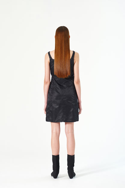 NYLON CURVED DRESS Black