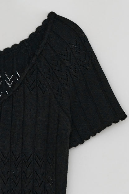SCALLOP HALF SLEEVE KNIT