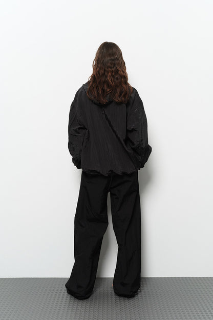 CREASE HOODIE ZIP UP BLACK