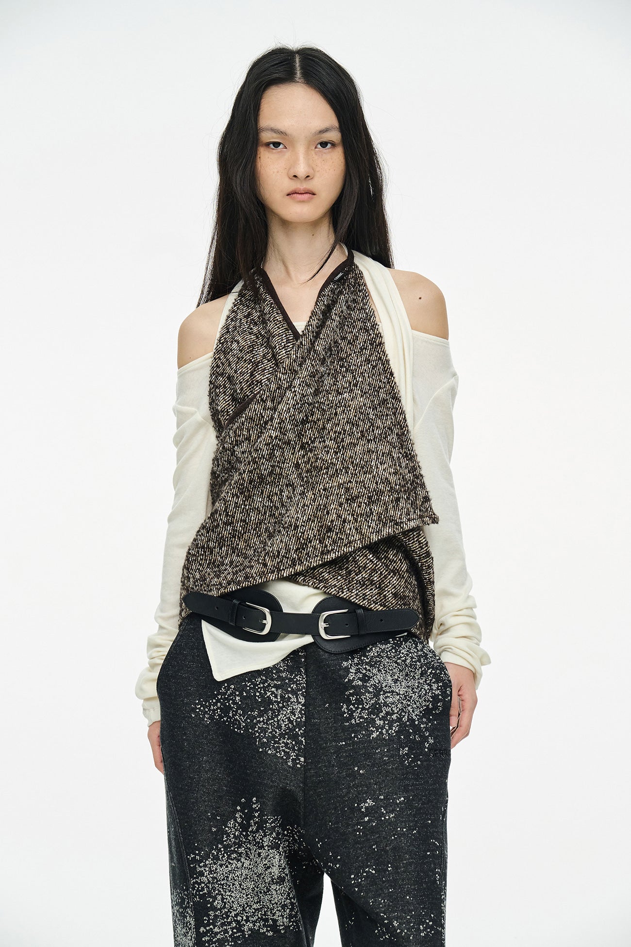 LAYERED HALTER TOP / IVORY