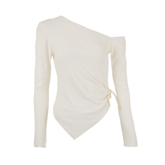 Diagonal Wrap Basic Top White