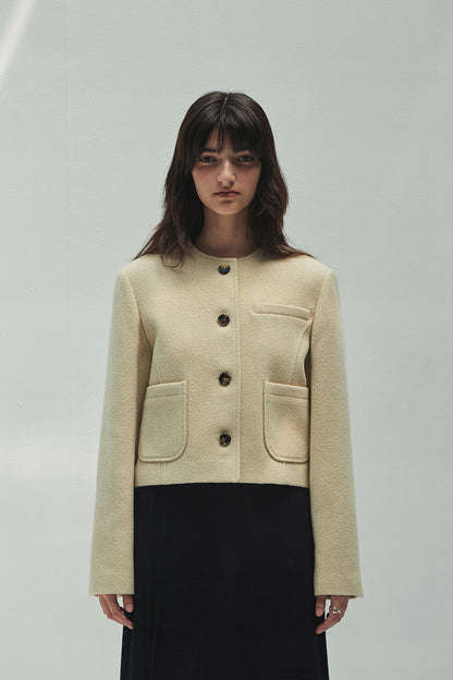 WOOLLY NO COLLAR JACKET