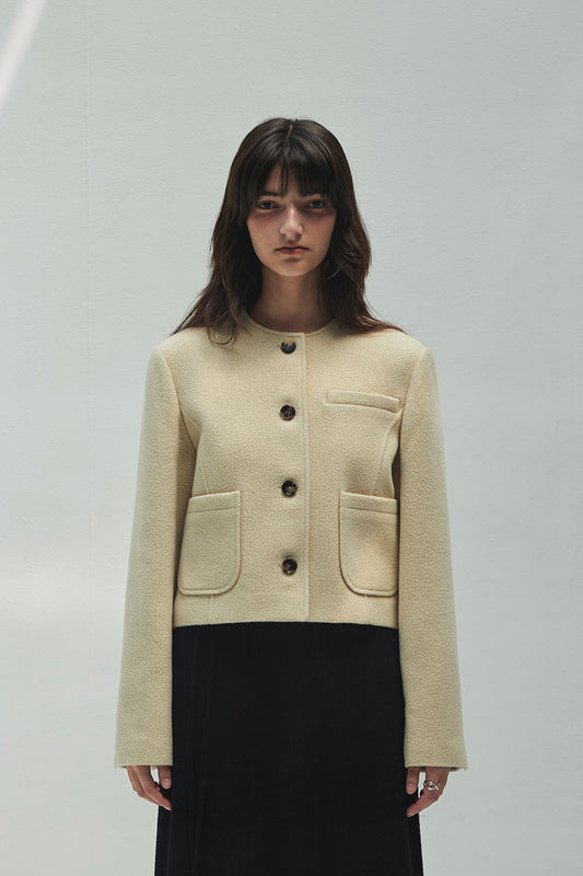 WOOLLY NO COLLAR JACKET