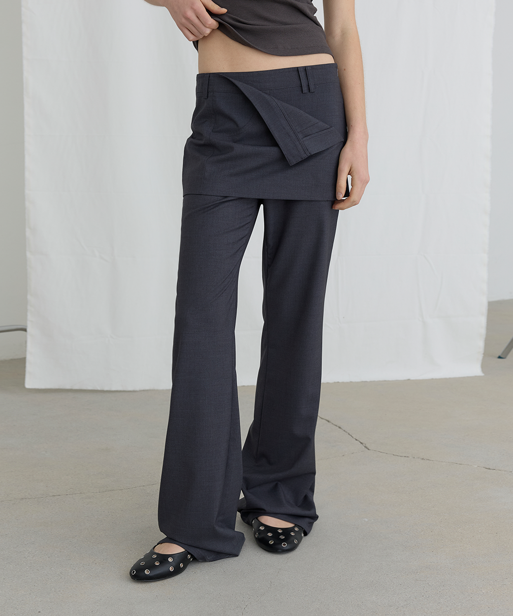 FOLDED SKIRTS OVER PANTS - CHARCOAL
