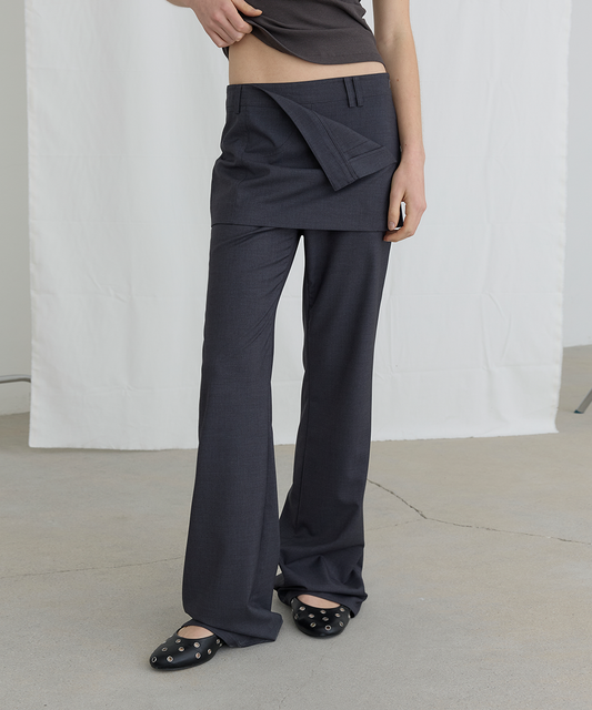 FOLDED SKIRTS OVER PANTS - CHARCOAL