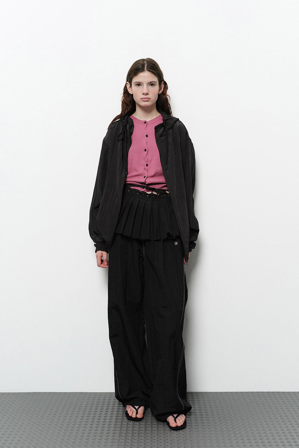 CREASE HOODIE ZIP UP BLACK