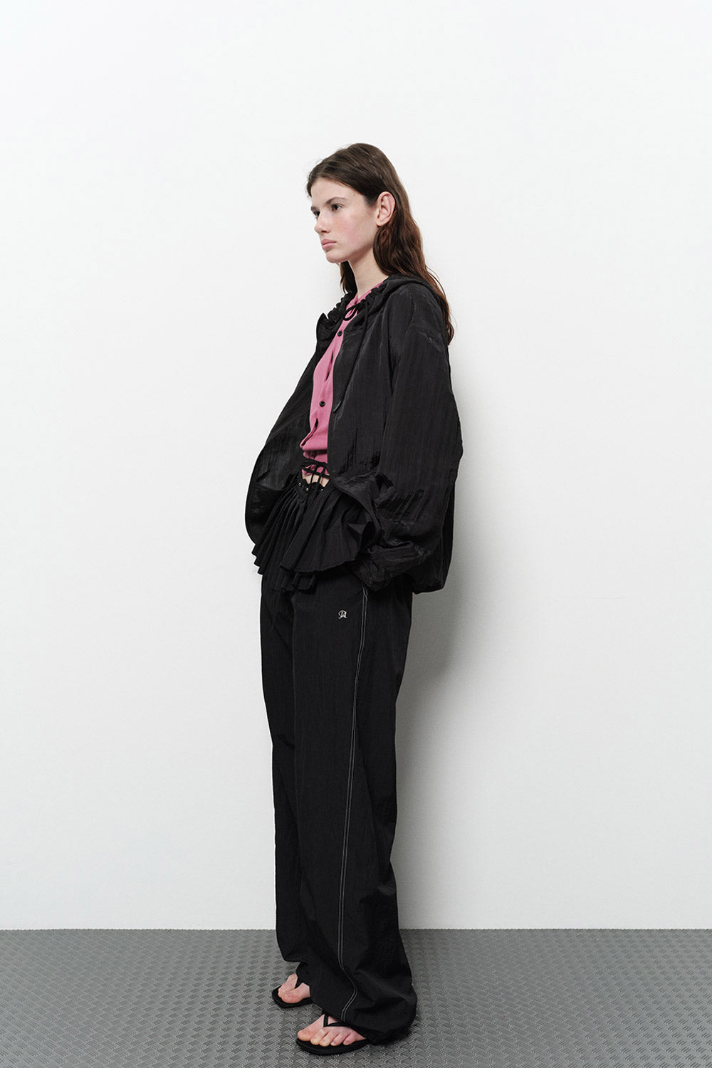 CREASE HOODIE ZIP UP BLACK