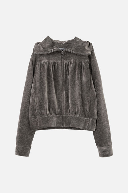 SHIRRING ZIP UP / GRAY