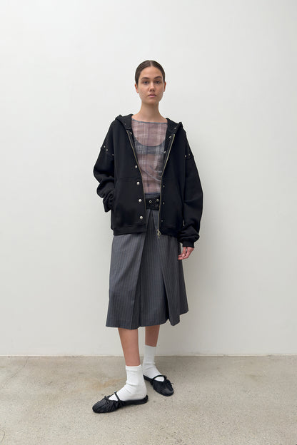 HARDWARE EMBELLISHED HOODIE BLACK