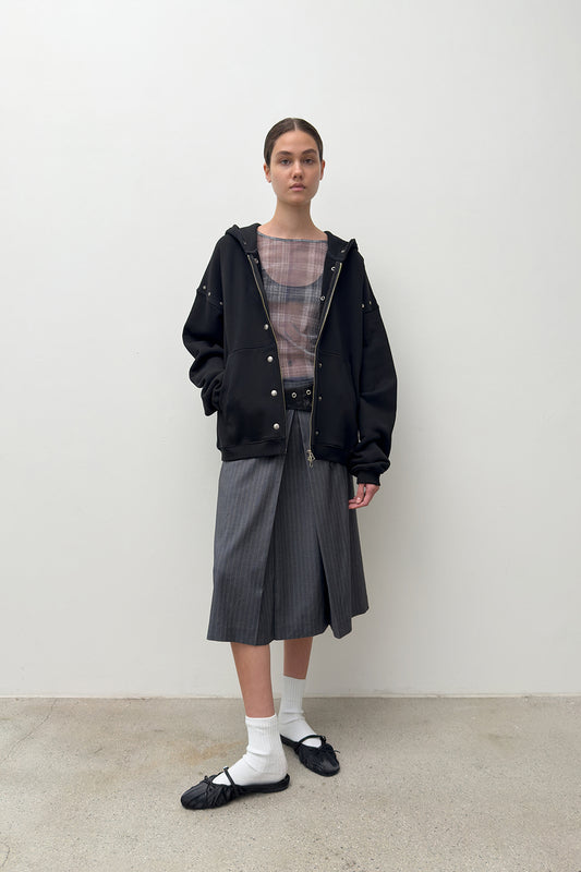 HARDWARE EMBELLISHED HOODIE BLACK