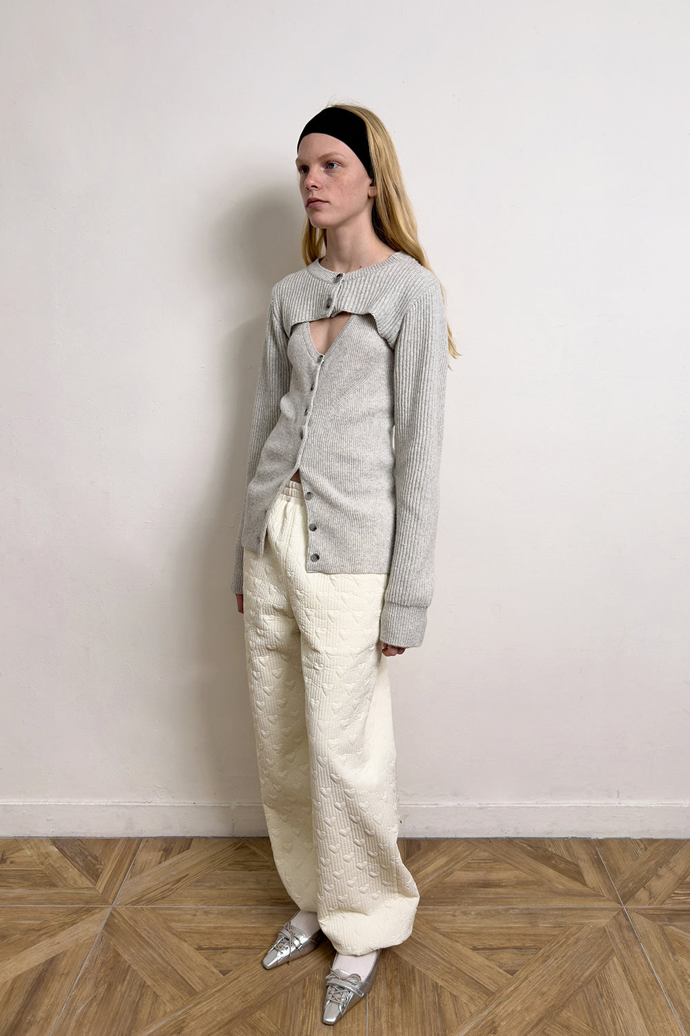 HEART STITCHED PADDING PANTS