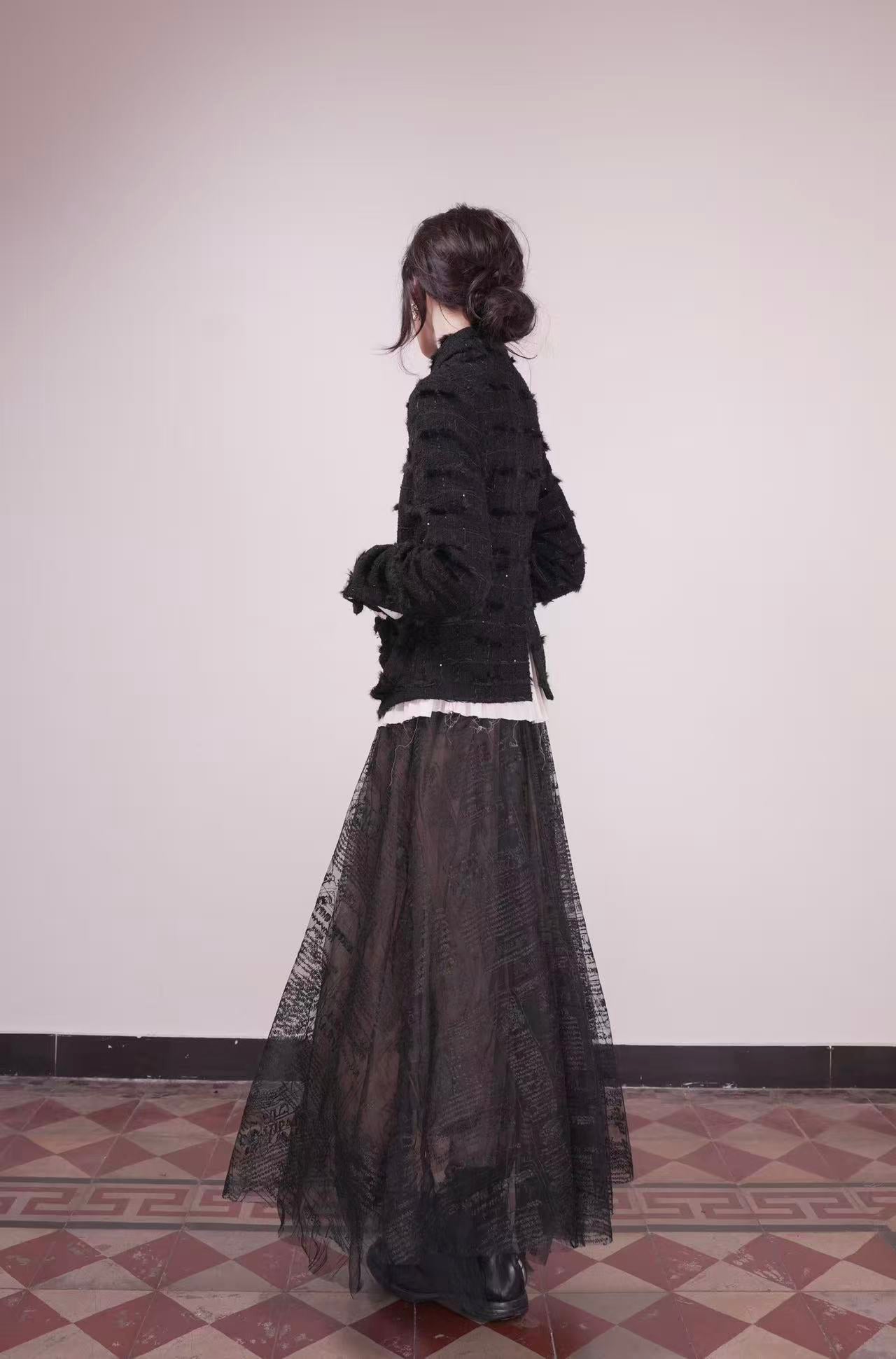 Little Swan Tulle Skirt Newspaper Playful Print