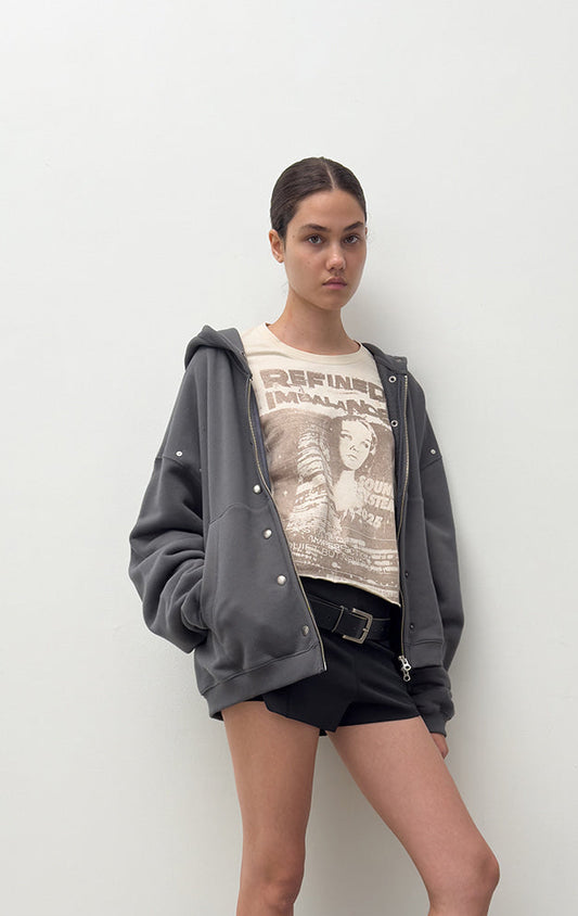 HARDWARE EMBELLISHED HOODIE