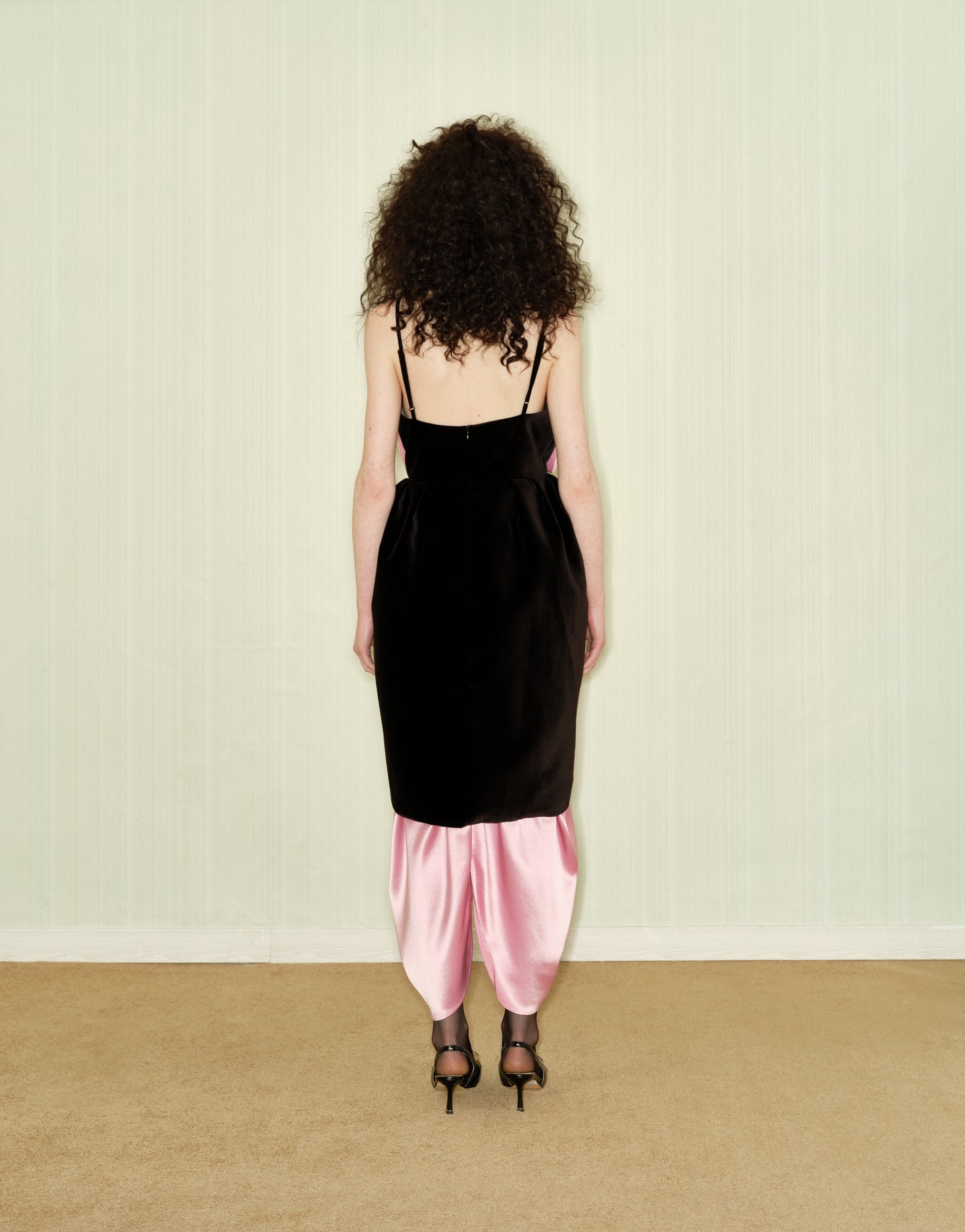 Asymmetric Pink Acetate Satin Bud-shaped Long Skirt
