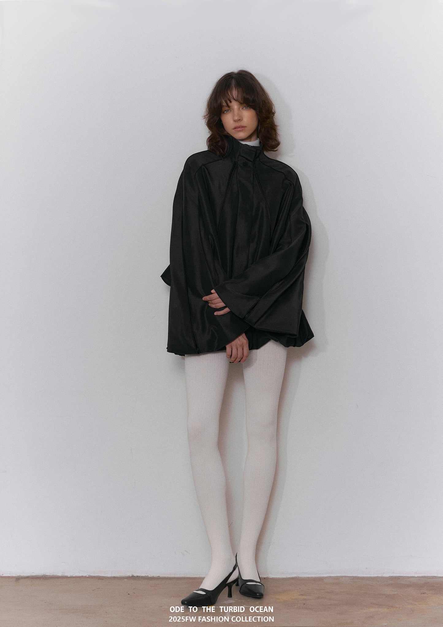 ODE TO THE TURBID OCEAN Acetate Satin Pleated Skirt, Combed Cotton Edge Loose Elastic Short Skirt