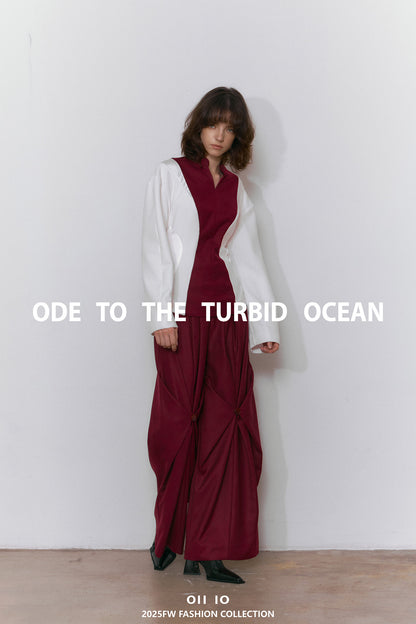 ODE TO THE TURBID OCEAN Tailored Full Lining Cuprammonium Wool Long Suit Pants