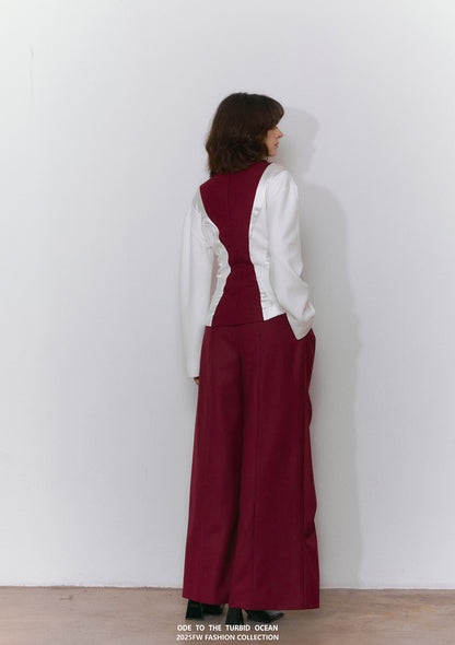 ODE TO THE TURBID OCEAN Tailored Full Lining Cuprammonium Wool Long Suit Pants