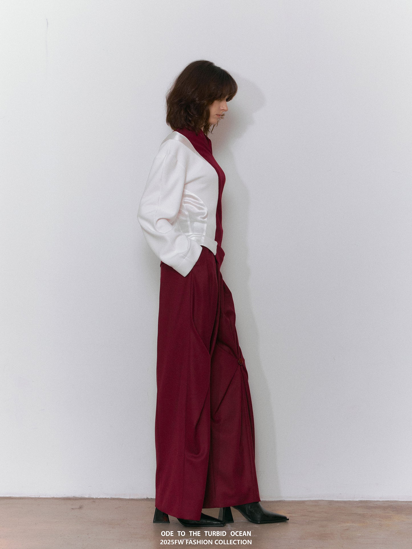 ODE TO THE TURBID OCEAN Tailored Full Lining Cuprammonium Wool Long Suit Pants