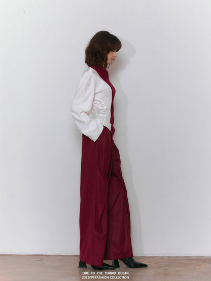 ODE TO THE TURBID OCEAN Tailored Full Lining Cuprammonium Wool Long Suit Pants