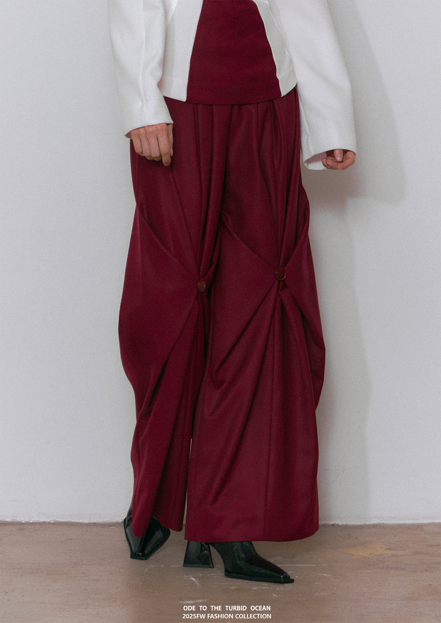 ODE TO THE TURBID OCEAN Tailored Full Lining Cuprammonium Wool Long Suit Pants