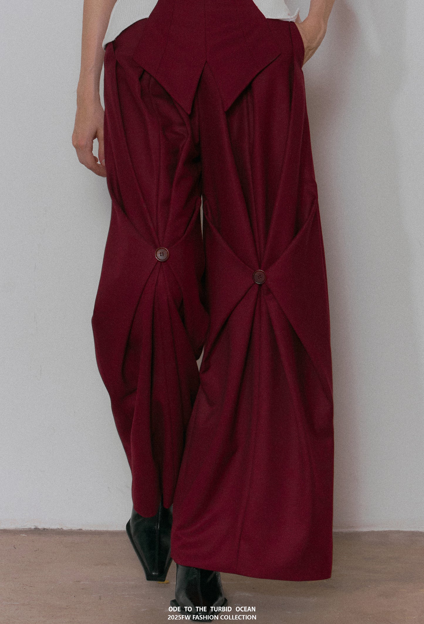 ODE TO THE TURBID OCEAN Tailored Full Lining Cuprammonium Wool Long Suit Pants