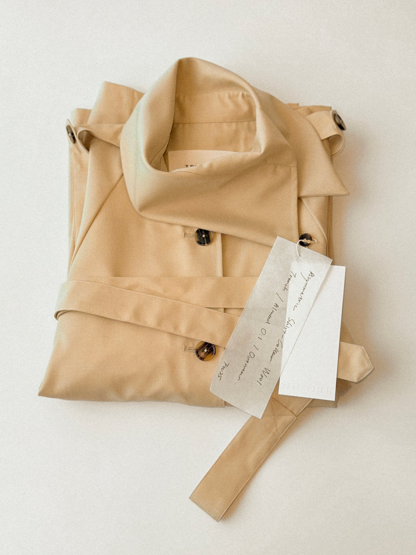 Asymmetric Shirt-Collar Wool Trench